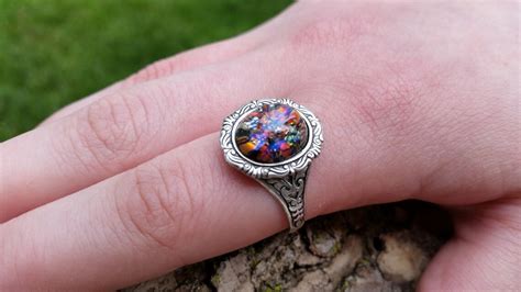 Vintage Ring Black Opal Ring Opal Ring Vintage Ring - Etsy