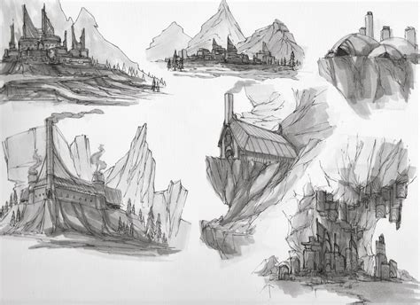 Icy Mountain Region | Environment sketch, Sketches, Drawings