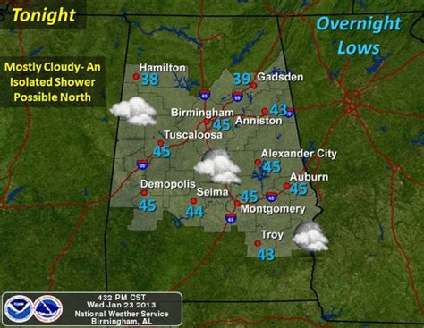 Cloudy skies, low of 45 tonight in Tuscaloosa - al.com