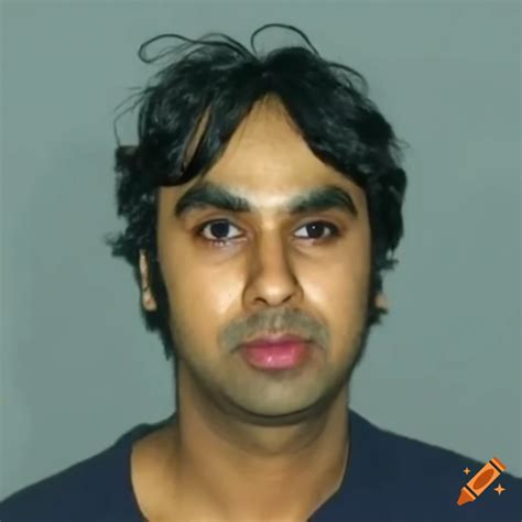 Police mugshot of rajesh koothrappali (kunal nayyar)