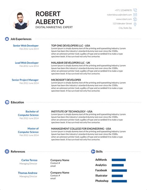 45 Free Modern Resume / CV Templates - Minimalist, Simple & Clean Design