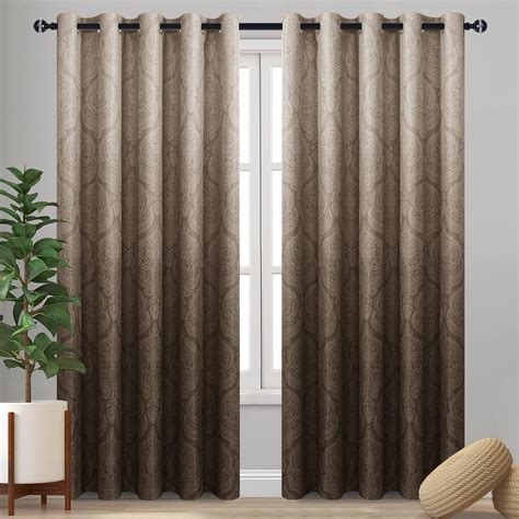 Amazon.com: DWCN Brown Curtains for Bedroom - Ombre Damask Patterned ...