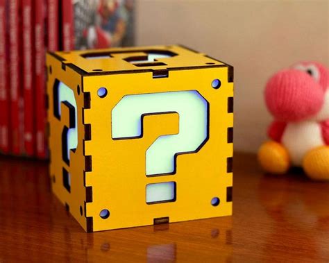 Super Mario Question Block Lantern Christmas Gift - Lightbox - Decoration Lamp - Handmade Lamp ...