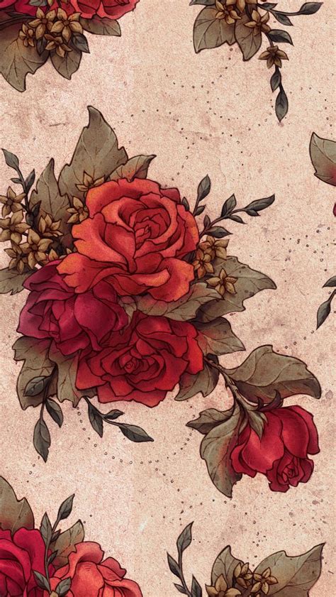 red roses and green leaves on a beige background