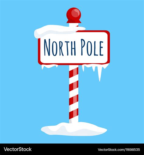 Christmas icon north pole sign with snow and ice Vector Image