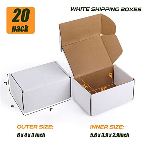 Lyeasw 6x4x3 Inch Shipping Boxes 20 Pack Corrugated Cardboard Box Mailer for Small Business ...