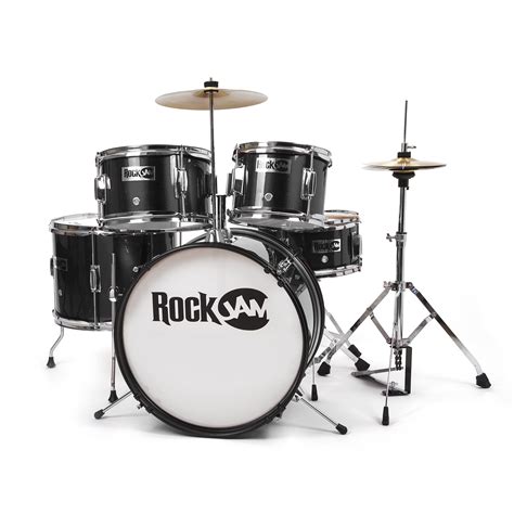 Buy RockJam Complete 5-Piece Junior Drum Set with Cymbals, Drumsticks, Adjustable Throne and ...