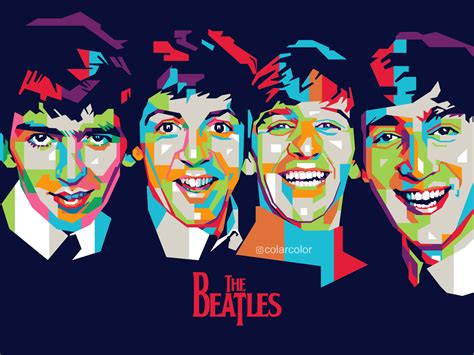 The Beatles in WPAP Pop Art by Colarcolor on Dribbble