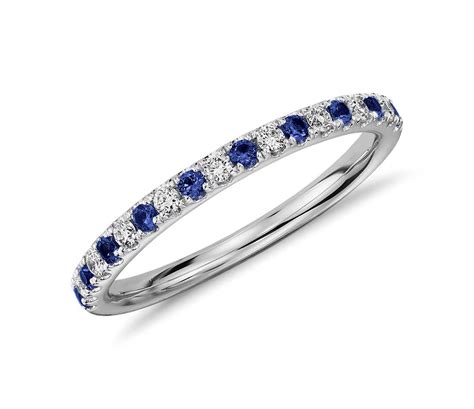 Pavé Sapphire and Diamond Ring in 18K White Gold - Tanary Jewelry