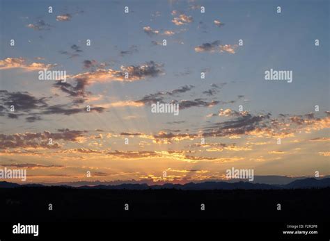 Sunset with Crepuscular Rays on the Olympic Mountains photographed near Shelton, WA, USA Stock ...