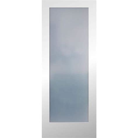 Shop ReliaBilt White 1-Panel Solid Core Frosted Glass Wood Slab Door ...