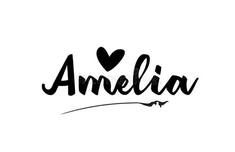 Amelia Name Text Word with Love Heart Hand Written for Logo Typography Design Template Stock ...