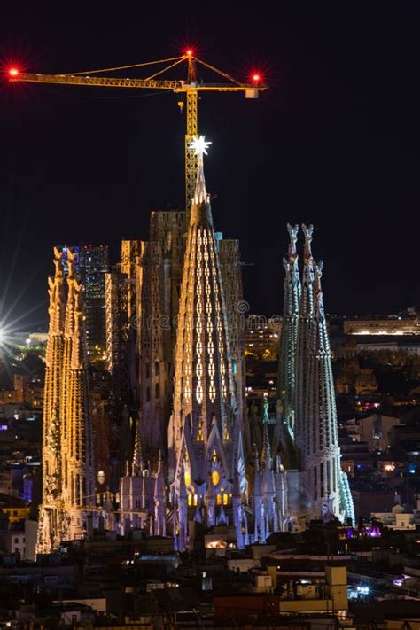 Panoramic View of Sagrada Familia at Night Editorial Photography - Image of minor, panoramic ...