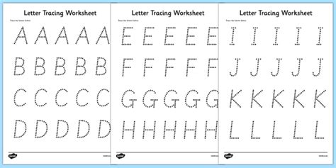 Letters Numbers and Shapes Tracing Worksheet - ESL Letter Tracing