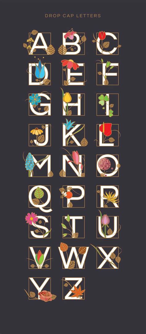 Art Deco Alphabet Drop Cap Letters Set | Polar Vectors