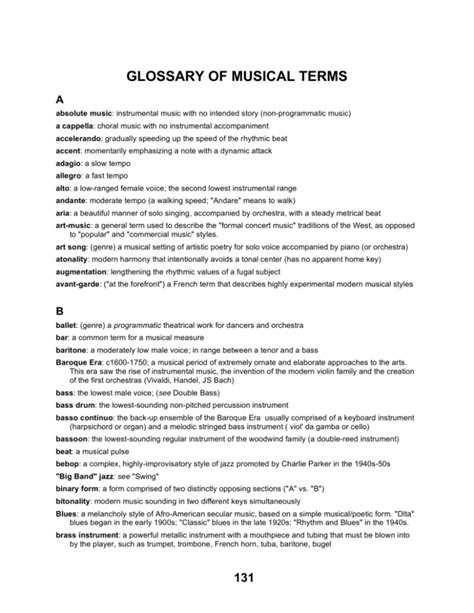 glossary of musical terms - Western Michigan University