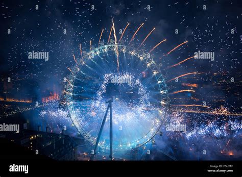 London New Year's Fireworks with the London Eye and the Houses of ...