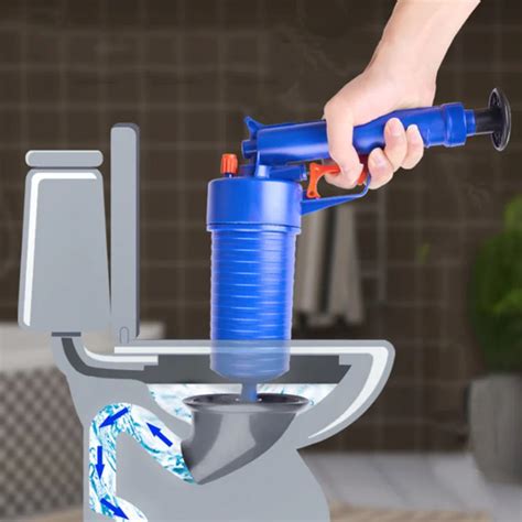 Toilet Cleaning Brush Bathroom Accessory Gun Type Floor Drain Suction Air Pressure Cleaning Tool ...