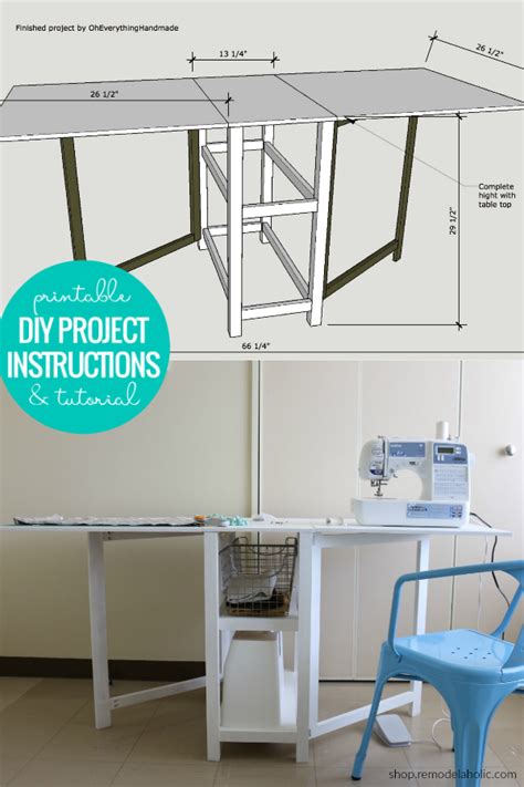 DIY Folding Craft Table / Foldable Desk with Storage Woodworking Plan – Remodelaholic