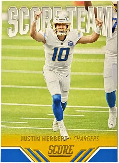 Justin Herbert 2021 Panini Score Football Los Angeles Chargers Score ...