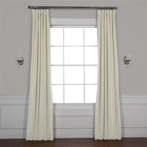 Exclusive Fabrics & Furnishings Signature Neutral Beige Ground Blackout Velvet Curtain - 50 in ...