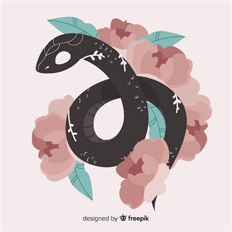 Free Vector | 2d snake with flowers