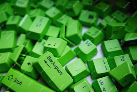 Premium Photo | Green computer keyboard keycaps object backdrop