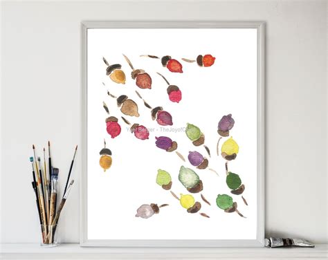 acorns print/ acorns colors of fall art Print/ print of | Etsy