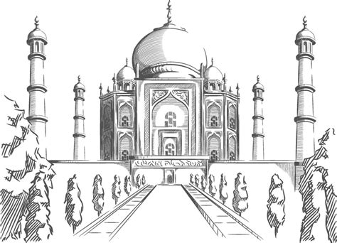 Sketch Doodle Taj Mahal Landmark India Destination Outline Vector 2181507 Vector Art at Vecteezy