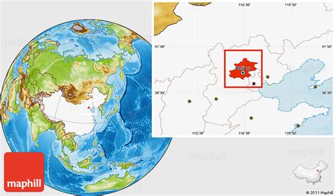 Physical Location Map of Beijing, highlighted country