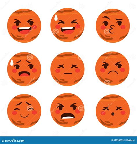 Mars Emoji Expressions stock vector. Illustration of flat - 89090635