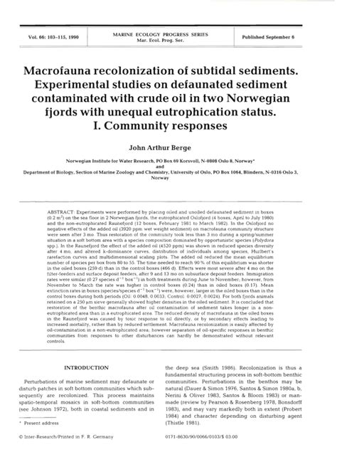 (PDF) Macrofauna recolonization of subtidal sediments. Experimental ...