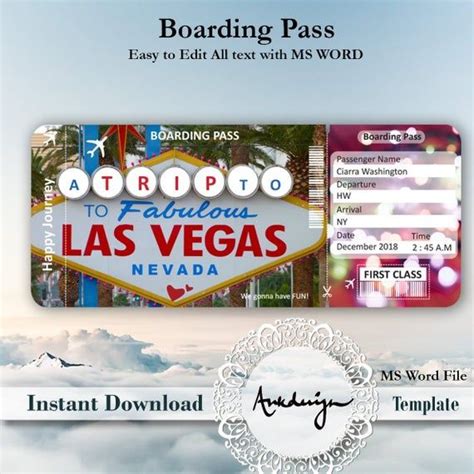 LAS VEGAS Ticket | Airline Ticket Digital download | Airplane Ticket ...