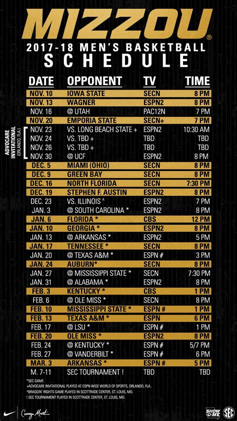 Ku Basketball Printable Schedule