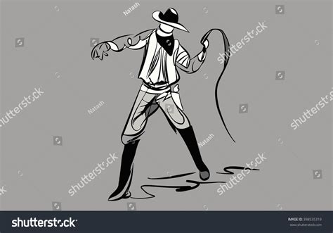 Sketch Male Cowboy Whip His Hand Stock Vector (Royalty Free) 398535319 ...