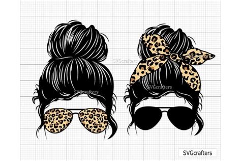 Messy Bun Leopard svg, Leopard Momlife svg, Mom (1346263)