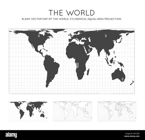 Map of The World. Cylindrical equal-area projection. Globe with latitude and longitude lines ...