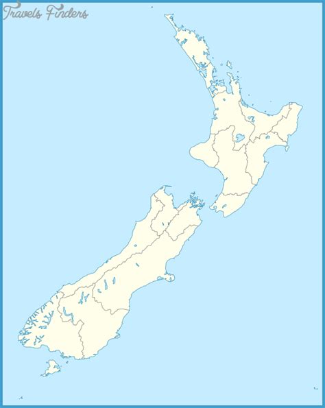 Outline Map Of New Zealand - TravelsFinders.Com