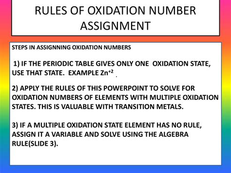 RULES OF OXIDATION NUMBER ASSIGNMENT