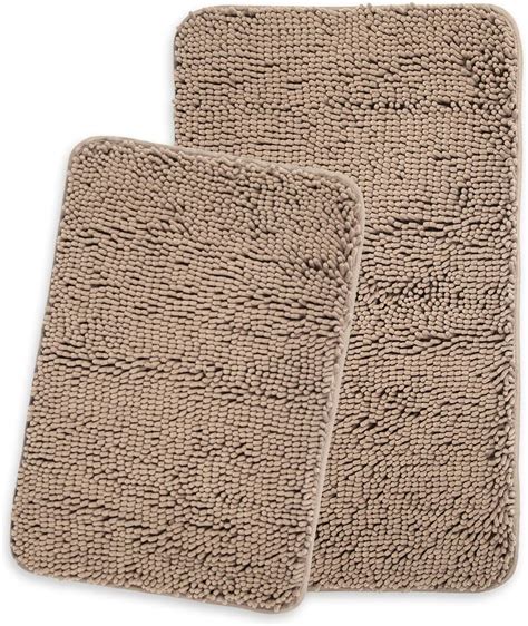 Amazon.com: Yeaban Taupe Bathroom Rugs Sets 2 Piece – Thick Chenille ...