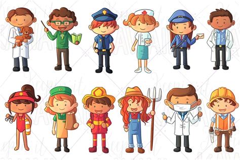 Community Helpers Kids Clip Art, Kawaii Helpers, Hero Clipart, Clip Art ...