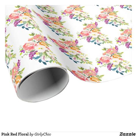 Pink Red Floral Wrapping Paper | Zazzle.com | Floral wrapping paper, Wedding wrapping paper, Red ...