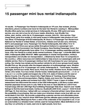 Fillable Online 15 passenger mini bus rental indianapolis Fax Email ...