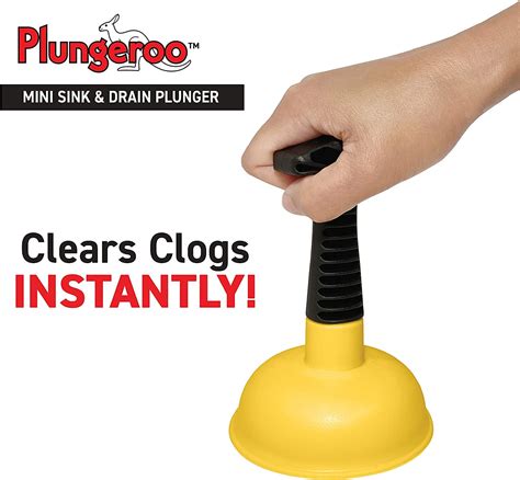 Plungeroo Mini Sink & Drain Plunger - Powerful Unclogging Tool for Sink ...