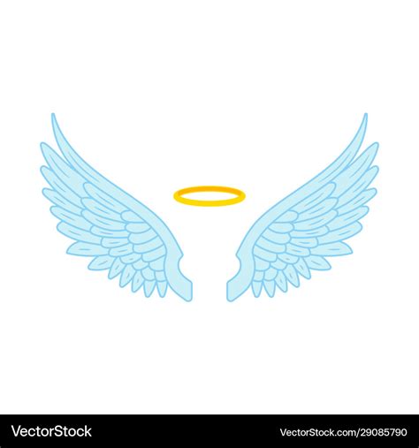 Angel wings and halo flat Royalty Free Vector Image