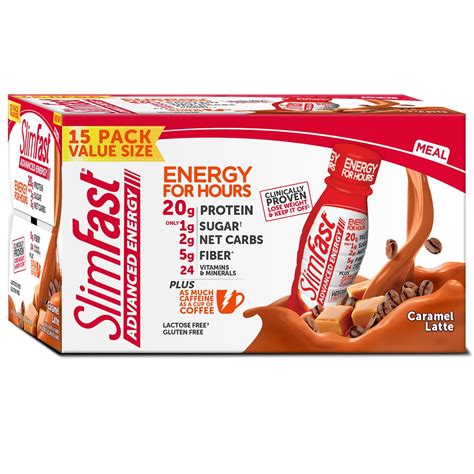 SlimFast Advanced Energy Caramel Latte High Protein Ready to Drink Meal ...