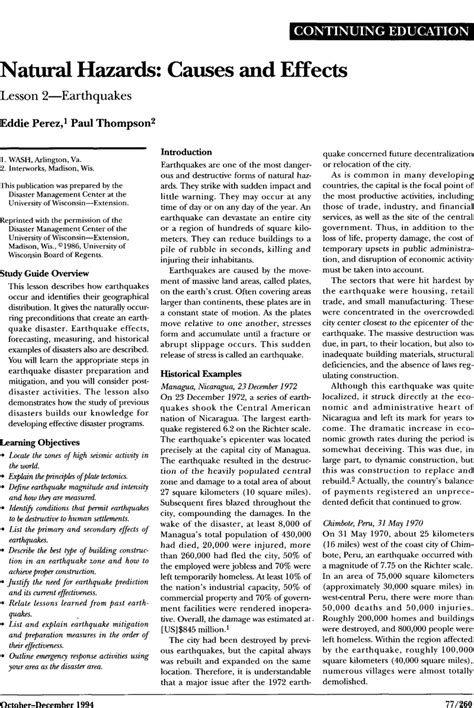 Natural Hazards: Causes and Effects: Lesson 2—Earthquakes | Prehospital and Disaster Medicine ...