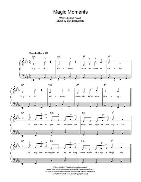 Magic Moments sheet music by Perry Como (Beginner Piano – 43167)