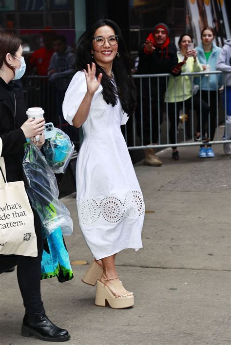 Ali Wong in a White Dress and Platform Sandals - Leaving GMA Studios in NYC 04/05/2023 • CelebMafia