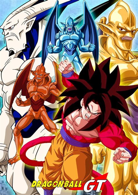 the dragon ball gt character is surrounded by other characters